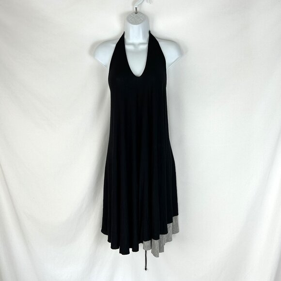 Elan Reversible Knit Halter Dress L Black Gray - Picture 1 of 9